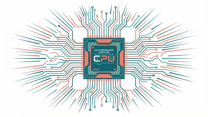 High-frequency CPU processor radiating energy