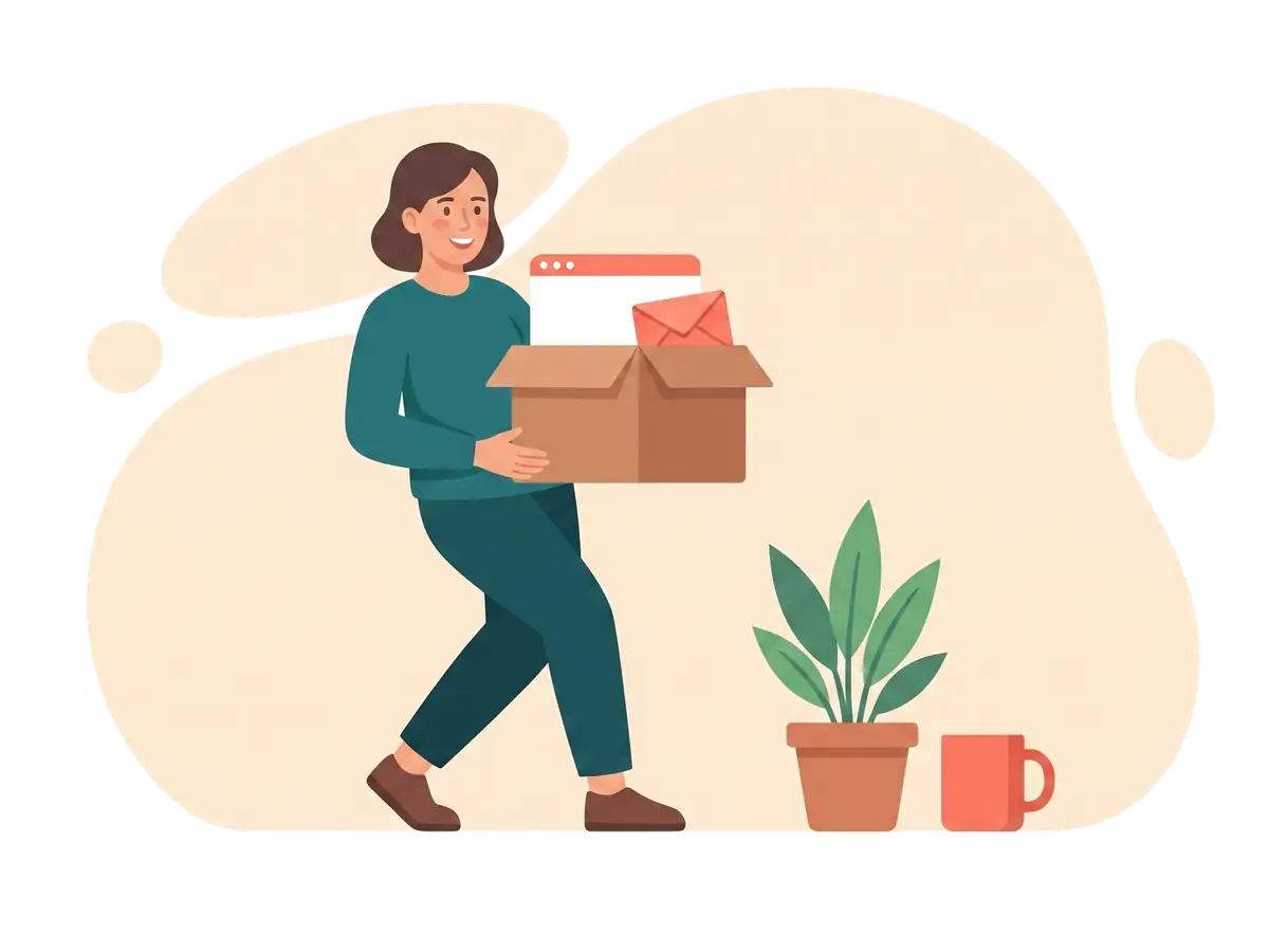 A website being carried safely from one hosting company to another, with its email and search rankings arriving intact